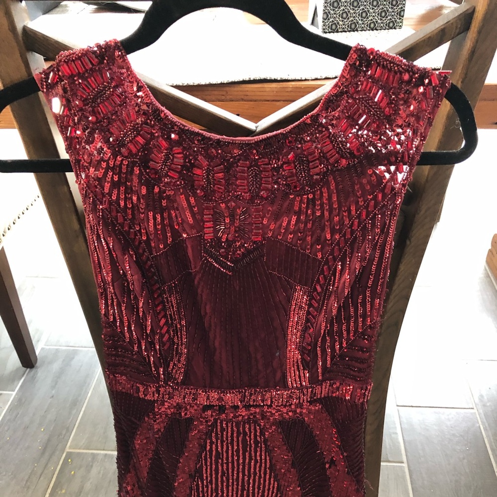 Aidan Mattox Red Sequined party/ prom dress
